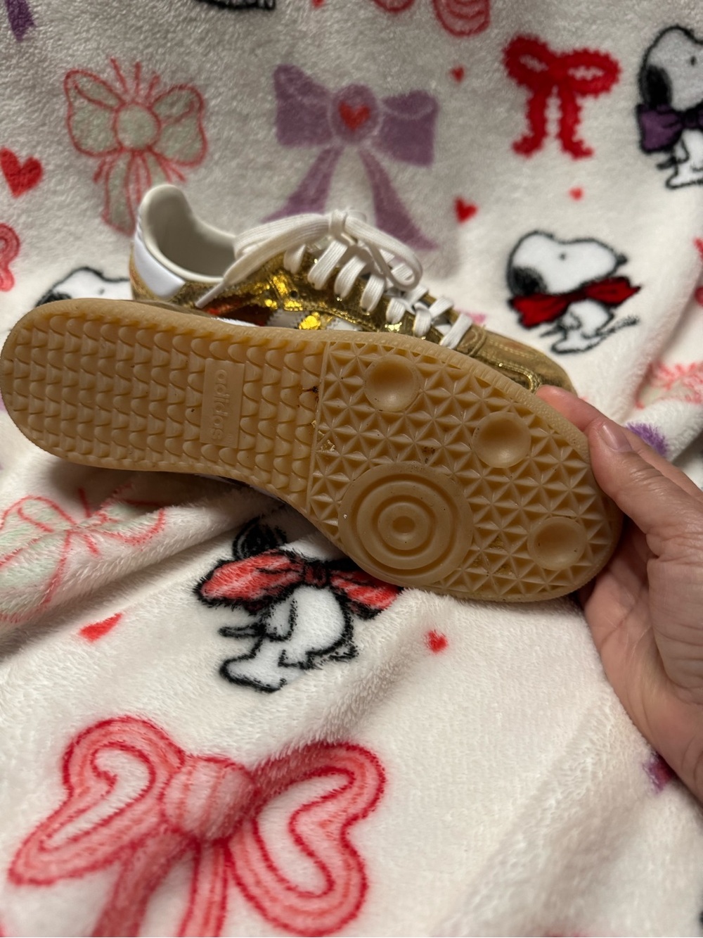 adidas Kids Samba Metallic Gold and White Sneakers - Picture 2 of 3